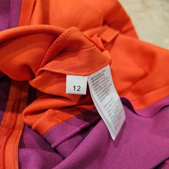 Women's Doncaster Sleeveless Shift Dress Rayon Blend Orange Magenta Size 12 - Picture 8 of 9